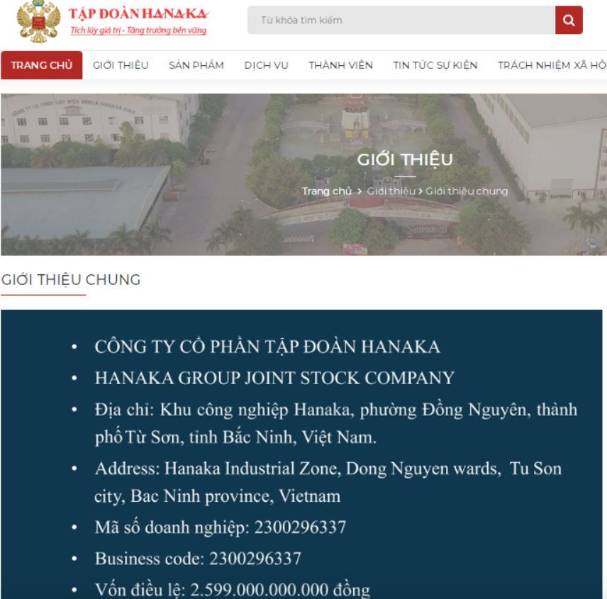 Theo giới thiệu, tập đoàn có vốn điều lệ 2.599 tỷ đồng