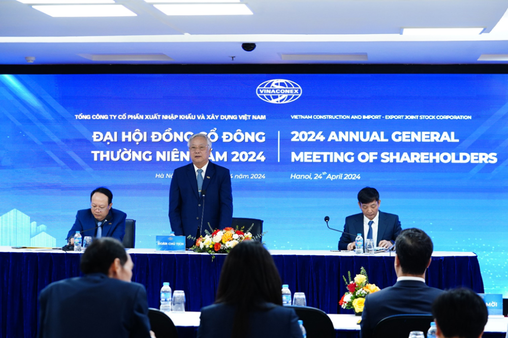 Ông Đào Ngọc Thanh tại Đại hội đồng cổ đông thường niên 2024 của Vinaconex. (Ảnh: Vinaconex) Ông Đào Ngọc Thanh tại Đại hội đồng cổ đông thường niên 2024 của Vinaconex. (Ảnh: Vinaconex)