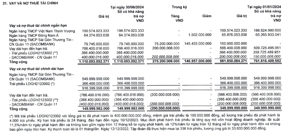 Nguồn: Báo cáo tài chính hợp nhất quý II/2024 Nguồn: Báo cáo tài chính hợp nhất quý II/2024