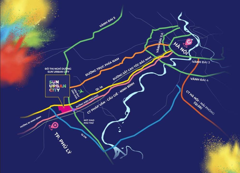 Vị trí đắc địa của Đô thị nghỉ dưỡng Sun Urban City Phủ Lý, Hà Nam. Vị trí đắc địa của Đô thị nghỉ dưỡng Sun Urban City Phủ Lý, Hà Nam.
