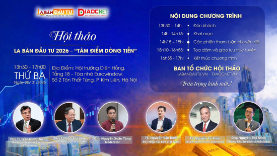 Hôm nay diễn ra Hội thảo “La Bàn Đầu Tư 2026: Tâm điểm dòng tiền”