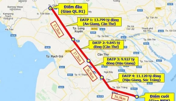 Sắp khởi công đại dự án đường bộ cao tốc Châu Đốc – Cần Thơ – Sóc Trăng gần 45.000 tỷ đồng