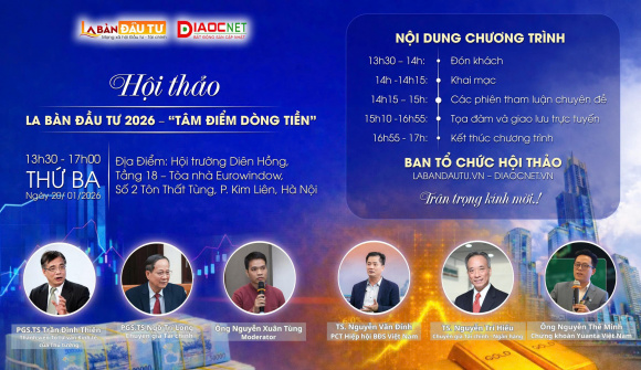 Hôm nay diễn ra Hội thảo “La Bàn Đầu Tư 2026: Tâm điểm dòng tiền”